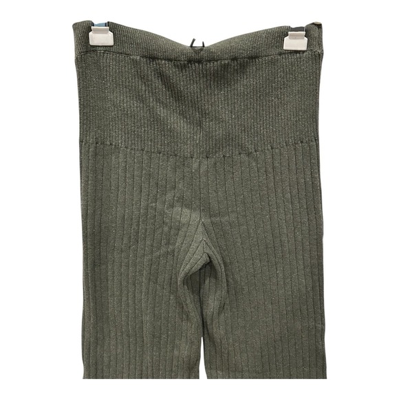 Free People Keep It Real Ribbed Flare Leg Sweater Pants Green Size S - Picture 4 of 9